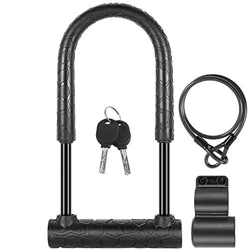 Bike Lock : Gmjay Anti-Theft Bike Lock Steel MTB Road Bicycle Cable U Lock With 2 Keys Motorcycle Scooter Cycling Accessories