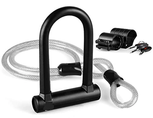 Bike Lock : GMUSHENDouble open U-shaped steel cable anti-hydraulic shear super B-class lock core anti-theft bicycle lock