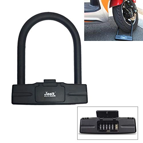 Bike Lock : Godlikematealliance Outdoor Sports Equipment Bicycle Accessories U-Shaped Motorcycle Bicycle Safety 5-Digital Code Combination Lock (Black) (Color : Black)