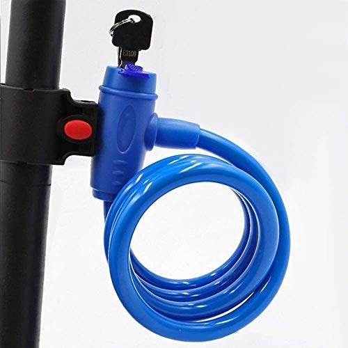 Bike Lock : GPWDSN Bicycle lock Bike Lock, Cable Lock, Coiled Secure Keys, Portable Mountain Bike Wire Lock with Mounting Bracket, for Bicycle Outdoors, 1.2Mx12mm (Blue)