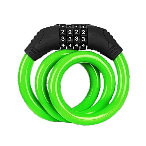 Bike Lock : GPWDSN lock cable loop, 4 Digit Code Combination Portable Cycling Bicycle Security Equipment MTB Anti-theft Ring Lock(Green)