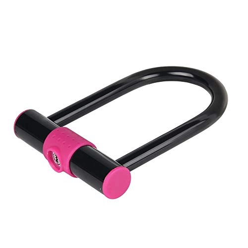Bike Lock : Gububi Bicycle Bike Lock Bicycle Lock Aluminum Lock U-lock Lock Cycling Lock Cable Lock (Color : Pink, Size : One size)