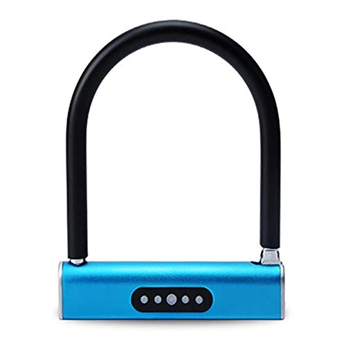 Bike Lock : Gububi Bicycle Bike Lock Smart Bluetooth U-lock Anti-theft Lock Anti-hydraulic Shear APP Unlock Electric Motorcycle Bicycle Electronic Bicycle Lock (Color : Blue, Size : One size)