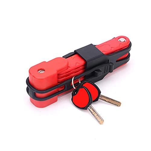 Bike Lock : GZZG Bike Lock Waterproof Anti-theft Durable High Strength Road Bicycle Foldable Locks Cycling Accessories With 2 Keys (Color : Red)