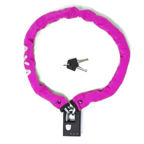 Bike Lock : h2i AXA Clinch CH85 Plus Chain Lock in Pink and h2i Sticker, Bicycle Lock with Chain 85 cm and Diameter 6 mm, Hardened Steel Approx. 1100 g, High Security Level of 8