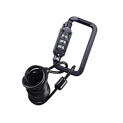 Bike Lock : Hbao Bicycle Lock Helmet Code Lock 1.2m Cable Combination Lock Carabiner for Motorcycle Bicycle Helmet Lock (Color : Black, Size : 1.2m)