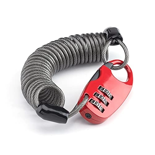 Bike Lock : Hbao Mini Bike Lock Moto Cycling Helmet Bicycle Cable Lock Anti-theft Password Motorcycle Lock Bicycle Accessories (Color : Red, Size : 90cm)