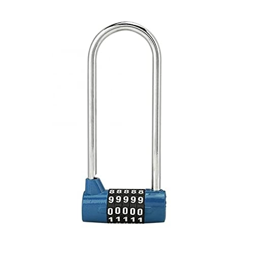 Bike Lock : Heavy Duty Bike Lock, Zinc Alloy Bike U-Shape Anti-Theft Lock Combination Digit Password Code Door Lock Extra Long Cabinet Door Padlock for Gym School (Color : Blue)