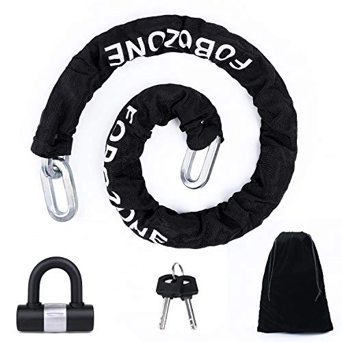 Bike Lock : Heavy Duty Chain Lock, with U-Lock, Chain:120cm Length x 12mm Dia, Made of Manganese Steel, Non-Corrosive, Durable, Protector of Valuables