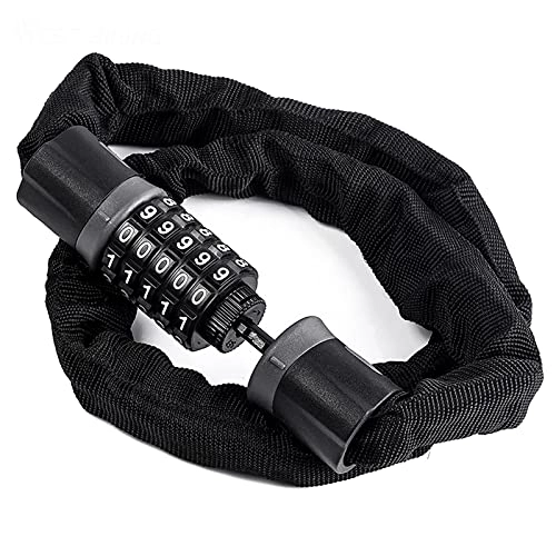 Bike Lock : HGJINFANF Bicycle Motorcycle Riding Accessories Steel Code Chain Lock 5 Digital Anti-theft Belt Next Bikes Parts Bike Alarm Cycling (Color : 0.9m Password)