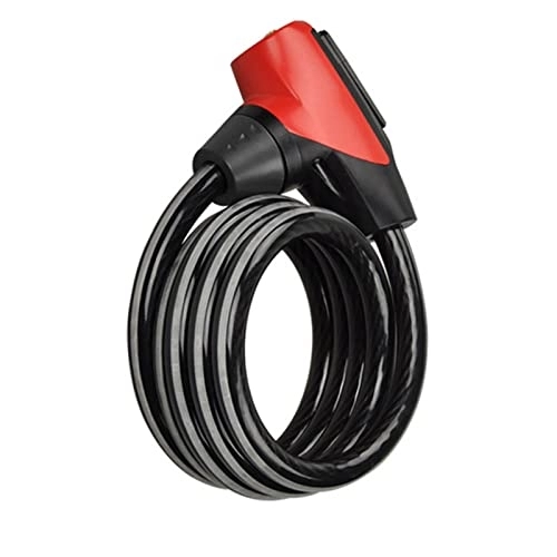 Bike Lock : HIPIPES Spiral Bike Lock 150Cm Anti-Theft Locks Chain with 2 Keys / Spiral Cable Lock, Perfect for Securing Items Like Helmets, Saddles And Other Things To Every Kind of Bicycle, Red