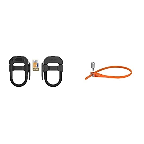 Bike Lock : Hiplok DXF Sold Secure Gold U Lock and Frame Bracket, Black, Locking Area: 15cm X 8.5cm & Z LOK Armoured Security Tie & Bike Lock, Orange