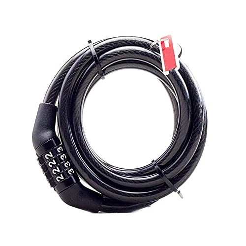 Bike Lock : HKLY Bike lock Bicycle cable basic self-winding type repositionable combination cable bicycle lock simple structure sturdy and reliable bicycle accessories (Color : Black)