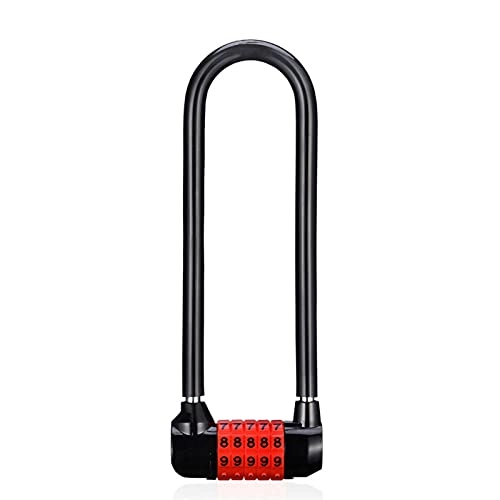 Bike Lock : HKLY Bike lock Padlock U-shaped password lock bicycle five-digit password lock resettable safety lock password luggage bag set hardware (Color : Black)