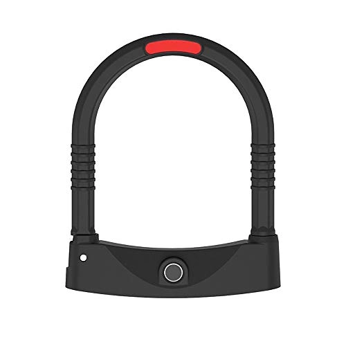 Bike Lock : HLW Sportscyc Bike U-Lock Smart Fingerprint Lock U-lock Bicycle Lock Electric Motorcycle Lock Seconds Open Waterproof Rust (Color : Black, Size : One size)