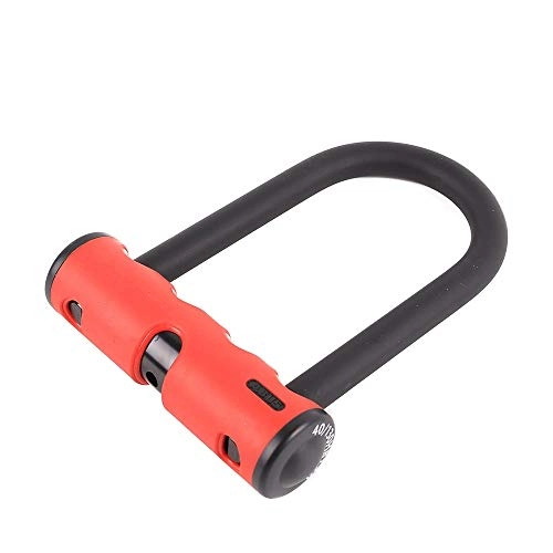 Bike Lock : HO-TBO Cycling U-Lock Electric Car Lock Security Anti-theft Lock Double Open U-lock Motorcycle Lock Road Bike Lock Yellow Red Great Bike Safety Tool (Color : Red, Size : One size)