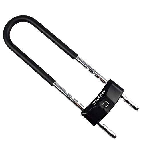 Bike Lock : Hokaime Smart Fingerprint Anti-theft Bicycle U-Lock Extra Long Lock Quick Unlock 1*U-lock + 1*Mechanical key + 1*Cable, black