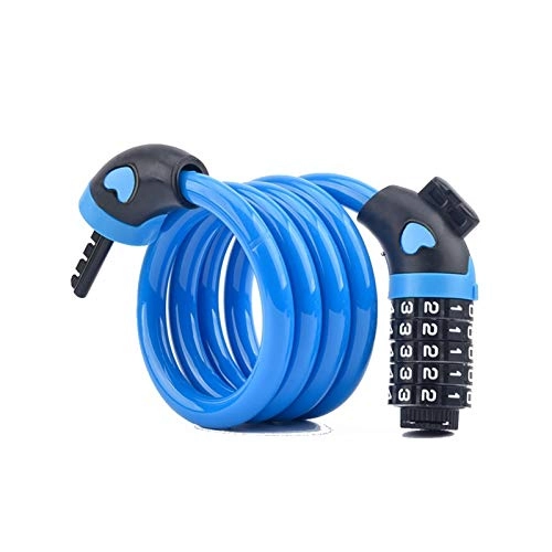 Bike Lock : Home gyms Lusmart bicycle lock with 5 resettable numbers, 120cm / 12mm heavy chain lock, bicycle, scooter, barbecue grill and other combination cable locks that need to be fixed (Color : Blue)