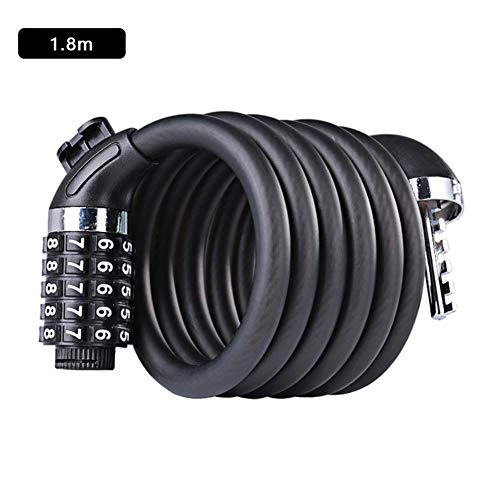 Bike Lock : HOTEU High Security 5 Digit Resettable Combination Colling Lock for Bicycle 1.2m / 1.8m Key Lock Digital Lock Anti-Theft Cable Lock for Bike