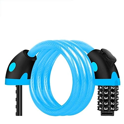 Bike Lock : HPPSLT Bike lock Mountain Bike Lock Code Combination Security Electric Cable Lock Anti-theft Cycling Bicycle Locks Bicycle Accessories-Blue(cm) bicycle lock (Color : Blue(125cm))