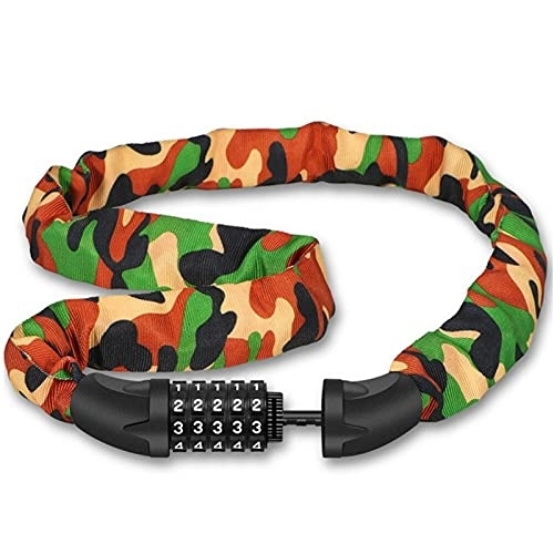 Bike Lock : HSCDQ Safty Camouflage Five-Digit Password Chain Lock For Bike Anti-Theft Alloy Steel ABS Motorcycle Lock Cycling Bicycle Accoessories (Color : Camouflage 150cm)