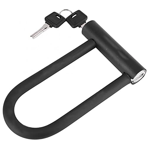 Bike Lock : HSYSA Portable Bike Lock with 2 Keys U-shaped Lock Steel Anti-Theft Strong Security Unbreakable Bicycle Lock bicycle accessories (Color : Black)