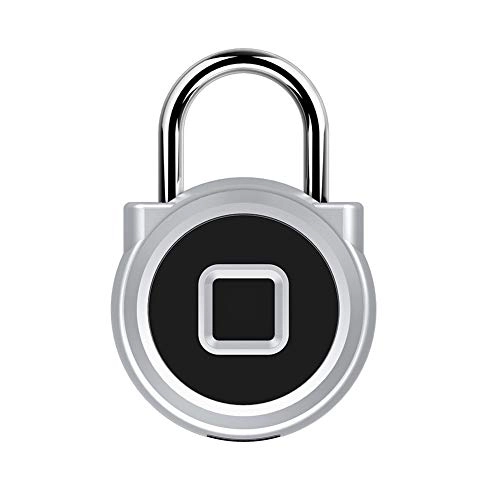 Bike Lock : IGRNG Locker Lock USB Rechargeable Bicycle Silver Intelligent Fingerprint Lock with LED Indicator
