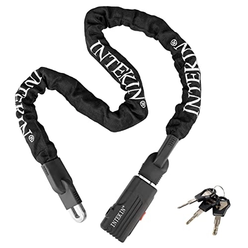 Bike Lock : INTEKIN Bicycle Chain Lock 120 cm Bicycle Lock Made of Hardened Steel 8 mm Thick Chain Anti-Theft Bicycle Chain Locks with Key for Bicycle, Motorcycle and More