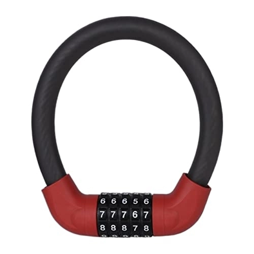 Bike Lock : IZUGA Combination Padlocks Bicycle Lock Anti-theft Bold Wire Anti-shear Five-digit Password Cycling Equipment Portable Universal Bike Accessories Sports & Outdoors (Size : Mini red)