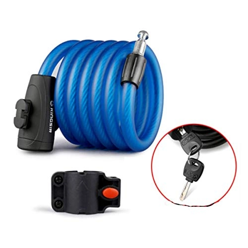 Bike Lock : JHJBH Anti-Theft Bicycle Lock Anti-Theft Lock Mountain Bike Lock Chain Lock Battery Electric Lock Bicycle Bicycle Accessories Riding Equipment 130 Lock, 1.2m, 1.8m (Color : Blue, Size : 1.8m)