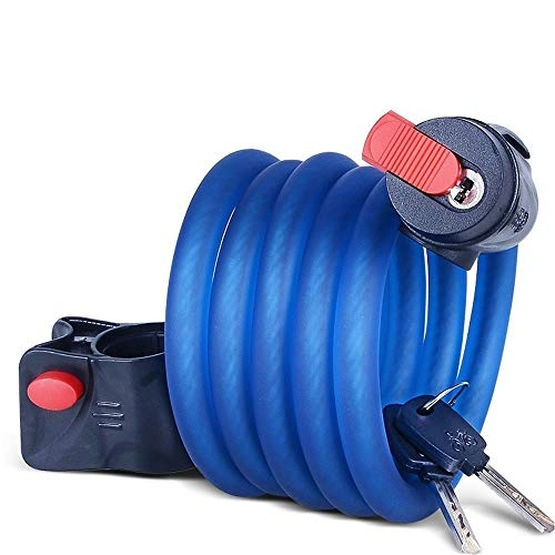 Bike Lock : JHJBH Bicycle Anti-Theft Lock, Electric Car Cable Lock, Mountain Bike Wire Lock, Password Lock Chain Lock, 59 Inches (Color : Blue)