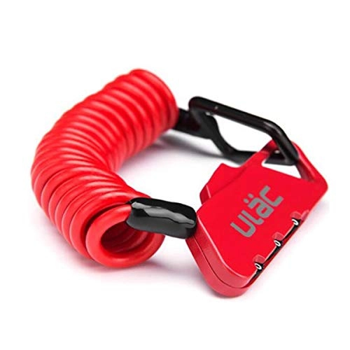 Bike Lock : JHJBH Portable Helmet Lock, Luggage Lock, Bicycle Lock, Cable Lock, Cycling Bicycle Lock, Black, Blue, red (Color : Red)