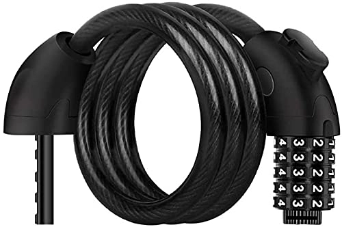Bike Lock : JIAChaoYi Bicycle Lock 5-Digit Code Anti-Theft Combination Bicycle Steel Cable Lock for Motorcycles, Bicycles, Fences, Doors(Size:125cm)