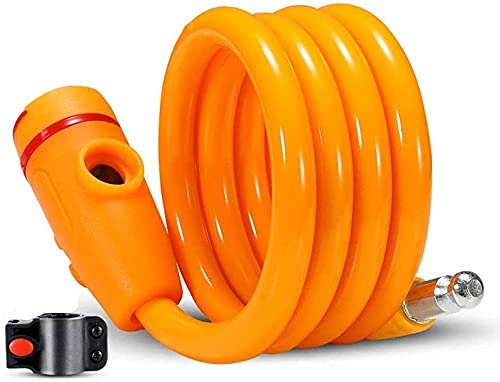 Bike Lock : JIAChaoYi Bicycle Lock with Mounting Bracket ，Anti-Theft Steel Safety Device for Outdoor Cycling, Cycling Equipment Accessories, 120Cm(Color:Orange)