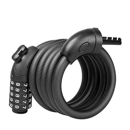 Bike Lock : Jianghuayunchuanri High Security Portable Bicycle Chain 5-digit Code Lock Security Bicycle Outdoors (Color : Black, Size : One Size)