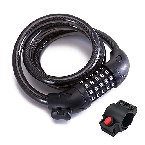 Bike Lock : JIANJIAN ZYIBO Steel 5-Digit Key MTB Bicycle Combination Lock Anti-Theft Bike Safety Padlock Motorcycle Cable Lock Outdoor Cycling Accessories (Color : Black)