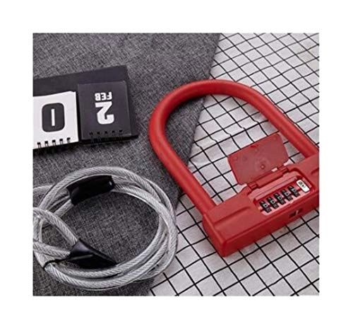 Bike Lock : Jiansheng01-ou Lock, Anti-hydraulic Shear U-lock Lock Lock For Motorcycle Battery Electric Bike Mountain Bike Bicycle, Gift, Red, real stuff (Color : Red, Size : 22 * 17 * 1.8cm)