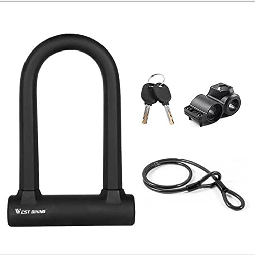 Bike Lock : JIAXIAO Ship Bicycle U Lock, Steel Wire Lock, Anti-hydraulic Shears, Bicycle Anti-theft, with Sturdy Mounting Bracket, Safety Cable, Suitable for Bicycles and Motorcycles