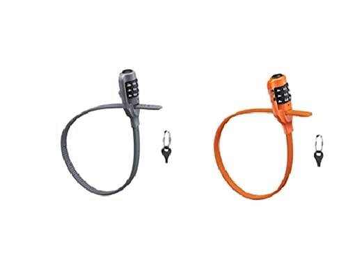 Bike Lock : JIEYANG 2 Pcs Bike Cable Lock Multi Stable Bicycle Helmet Lock Password Cycling Lock for MTB Road Bike Gray & Orange (Color : Gray orange)