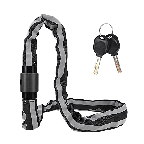 Bike Lock : JIEYANG Bicycle Chains Lock Safety Bike Lock With Key Reinforced Alloy Steel Motorcycle Cycling Chains Cable Lock (Color : Black)