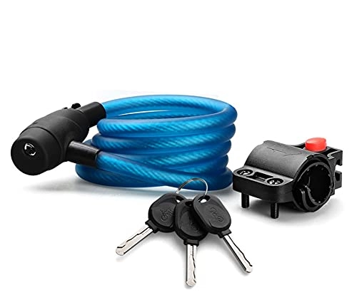 Bike Lock : JIEYANG Bike Bicycle Lock Steel Wire Bike Cable Lock 1.8m Security MTB Road Motorcycle Ring Lock Fit For Bicycle (Color : Blue Lock)