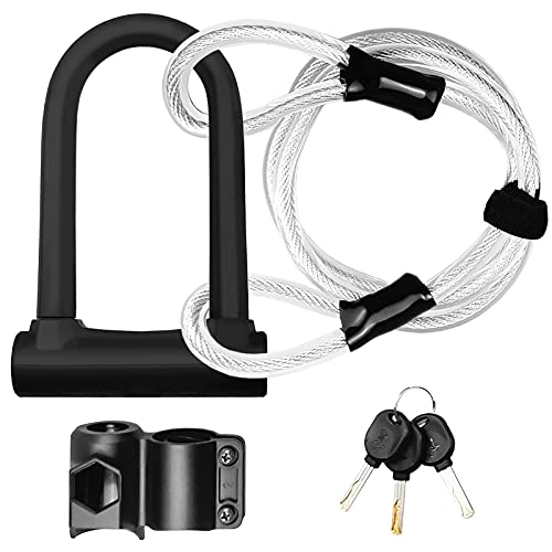 Bike Lock : JIEYANG Bike Lock Heavy Duty Bicycle U Lock Secure Lock With Mounting Bracket Bicycle Bicycle With Cable Combination Lock (Color : Lock and Cable Set)