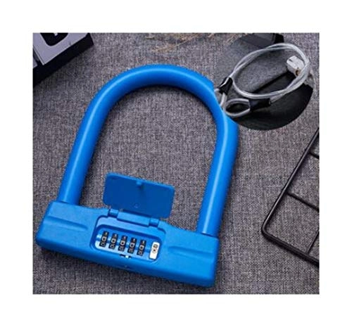 Bike Lock : Jinnuotong Lock, Anti-hydraulic Shear U-lock, Bicycle Chain Can Be Reset 4-position Combination Anti-theft, Suitable For Bicycle And Motorcycle Door Garage Fence, Blue, Feel good
