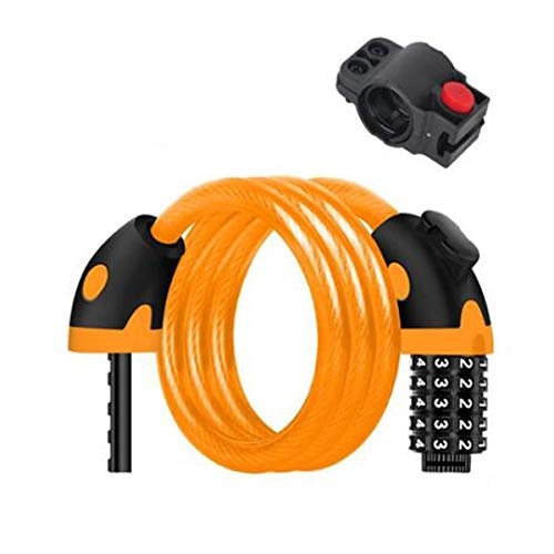 Bike Lock : Jinnuotong Lock, Bicycle Chain, 5-digit Lock Cylinder Wire Bike Lock Secure Portable Bicycle Lock, 4 Ft X 1 / 2 Inch, Gift, More Colors, Feel good (Color : Orange, Size : 125cm)