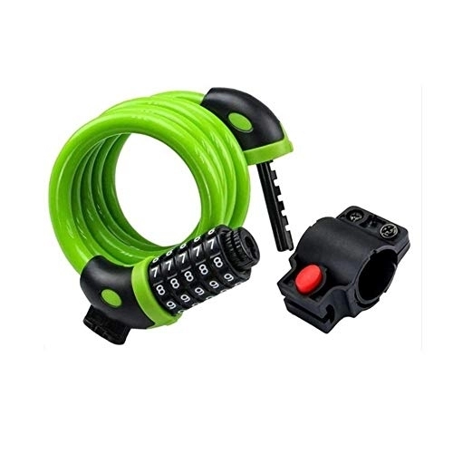 Bike Lock : JINSUO Moonlight Star Bike Lock-Chain 5 Digit Code Password Bicycle Lock Cable Anti-theft Security Mountain Road Bike Cycle Wire Cycling Accessories (Color : Green)