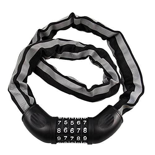 Bike Lock : JINZHI Bike Lock Combination 5 Digit, Heavy Duty Security Anti-Theft Bicycle Chain Lock with Reflective Strips for Bike, Motorcycle, Bicycle, Door, Gate, Fence, Grill