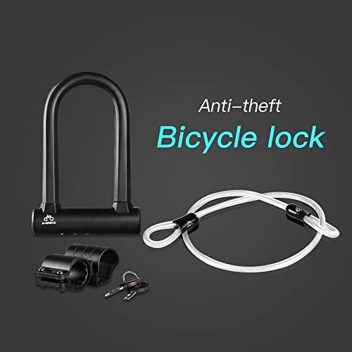 Bike Lock : JLDSFPP Anti Theft Bike Lock Heavy Duty Anti-shear Steel Bicycle Lock Combination With U Lock Shackle Flex Cable Bracket