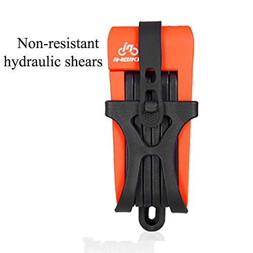 Bike Lock : JLDSFPP Portable Anti-Theft Bicycle Lock Folded Bike Lock Collapsible Stainless Steel Bike Chain Lock With 3 Spare Keys Orange 2