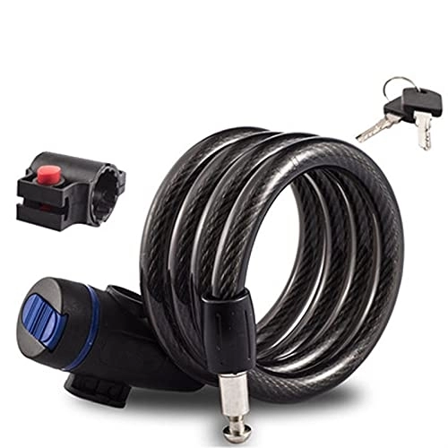 Bike Lock : JSJJAUJ Cycling Lock Bike Cable Basic Self Coiling Combination Cable Bike Locks with Bracket Flexible steel cables (Color : Blue)