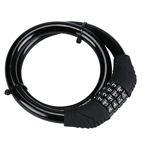 Bike Lock : JSJJAUJ Cycling Lock Combination Number Code Bike Lock 12mm By 650mm Steel Cable Chain For The Sports Time Bicycle Accessories Lock (Color : Black)